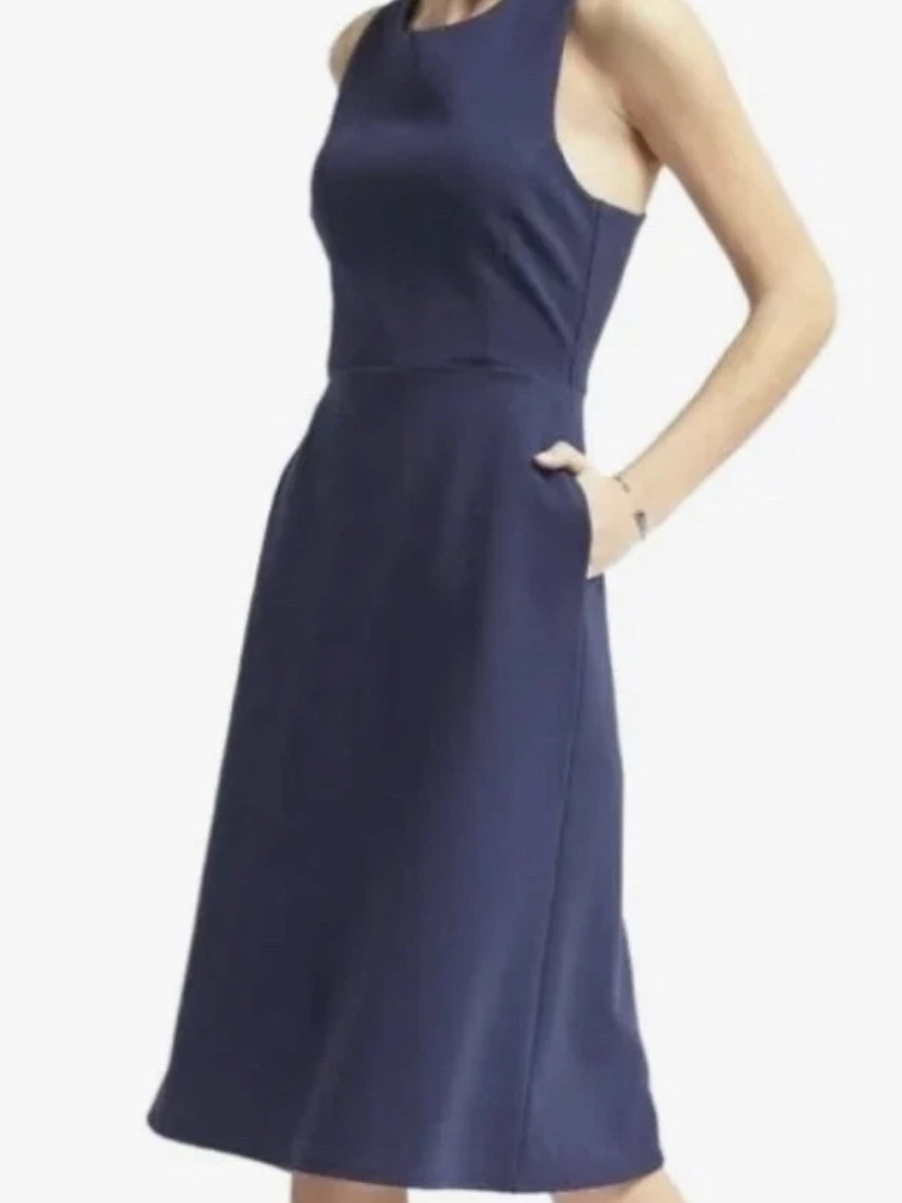 Sleeveless Navy Midi Dress - Classic A-Line By Banana Republic Size 2